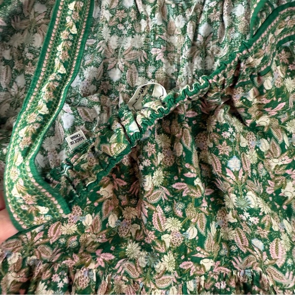 Max Studio Maxi Dress Womens Large Green Floral Strapless Cotton Rayon Blend - Picture 6 of 12